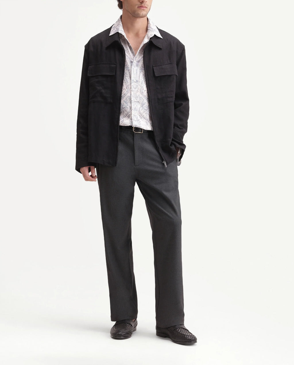 Rare Rabbit Men's Travel-Uw-Aw26 Grey Polyester Blend Button And Zip Regular Plain Trouser