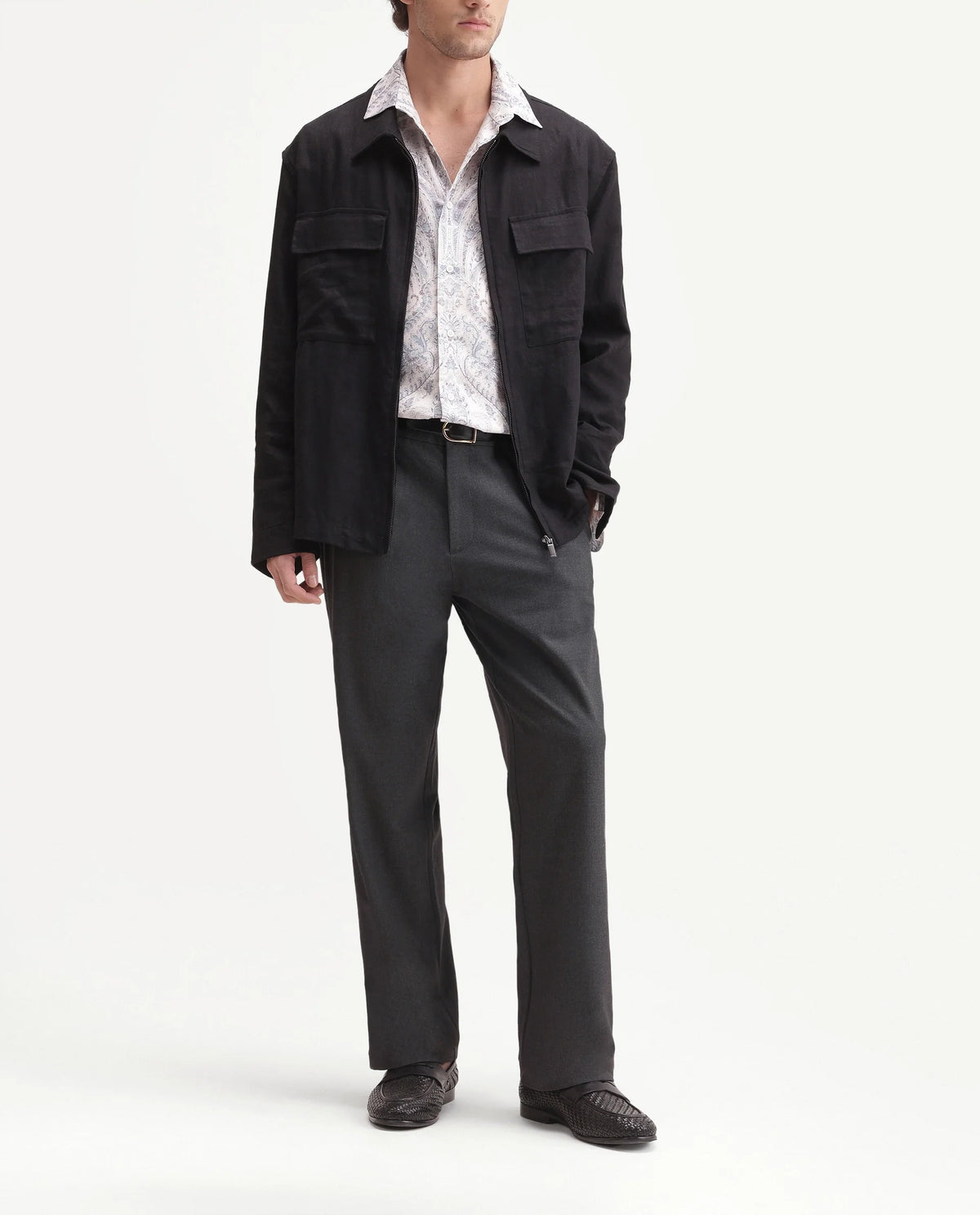 Rare Rabbit Men's Travel-Uw-Aw26 Grey Polyester Blend Button And Zip Regular Plain Trouser