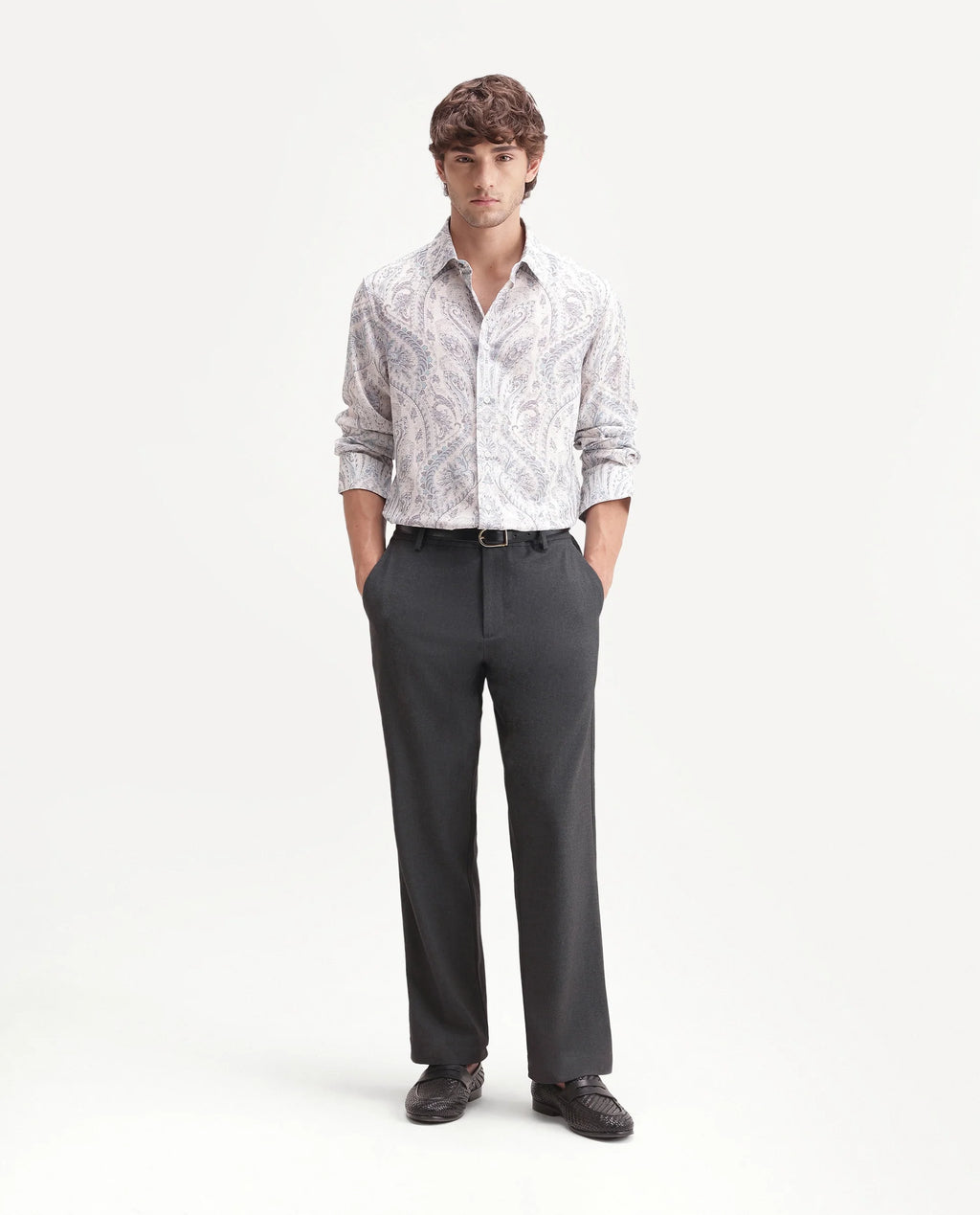 Rare Rabbit Men's Travel-Uw-Aw26 Grey Polyester Blend Button And Zip Regular Plain Trouser