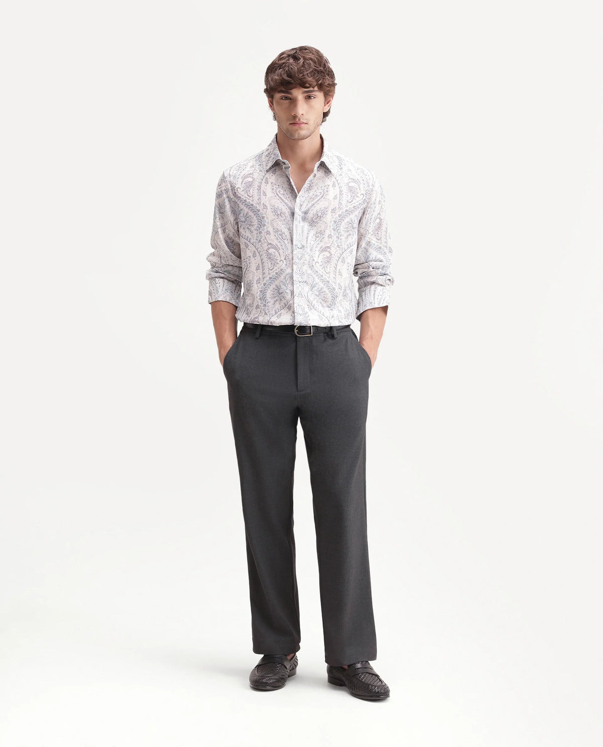 Rare Rabbit Men's Travel-Uw-Aw26 Grey Polyester Blend Button And Zip Regular Plain Trouser