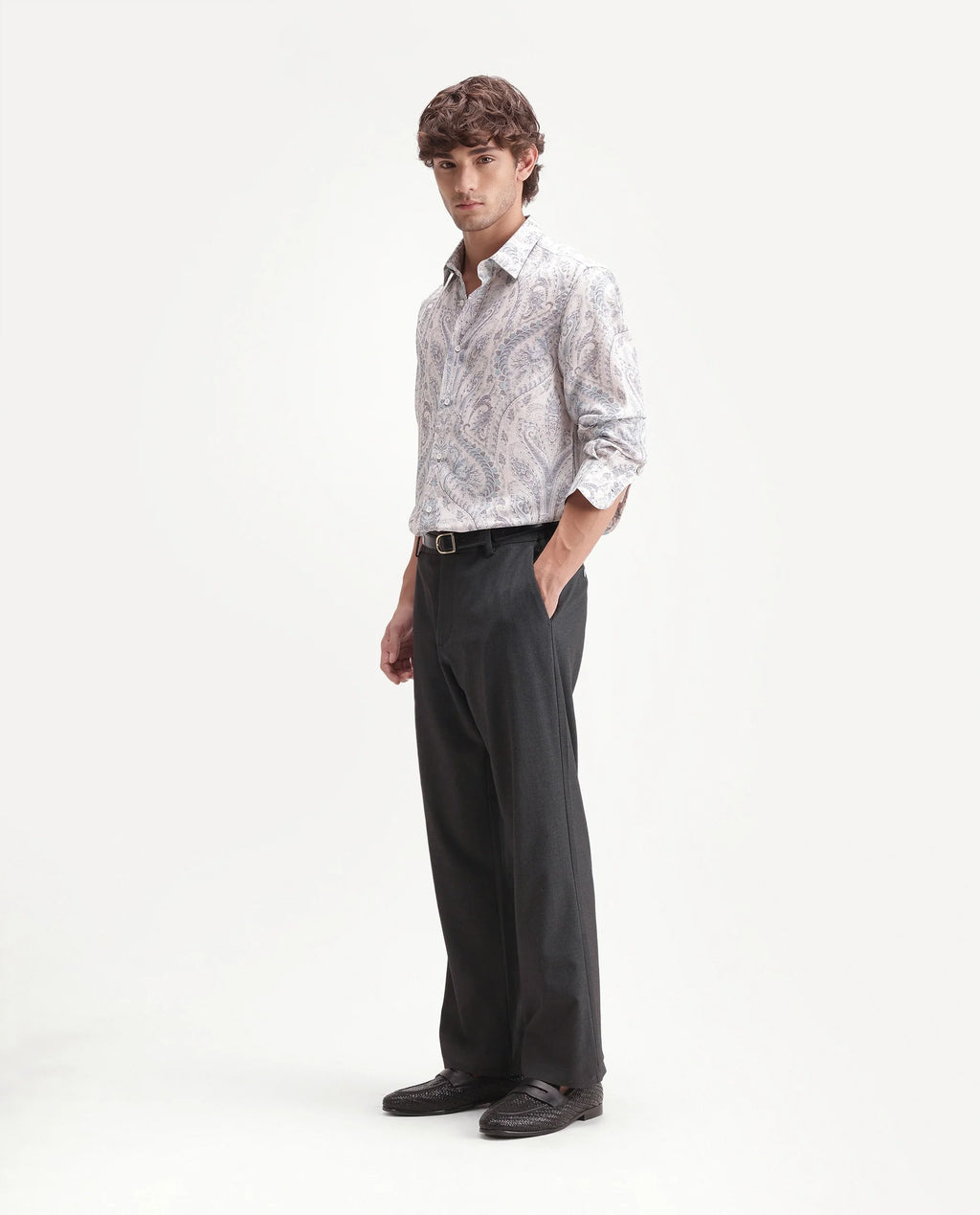 Rare Rabbit Men's Travel-Uw-Aw26 Grey Polyester Blend Button And Zip Regular Plain Trouser