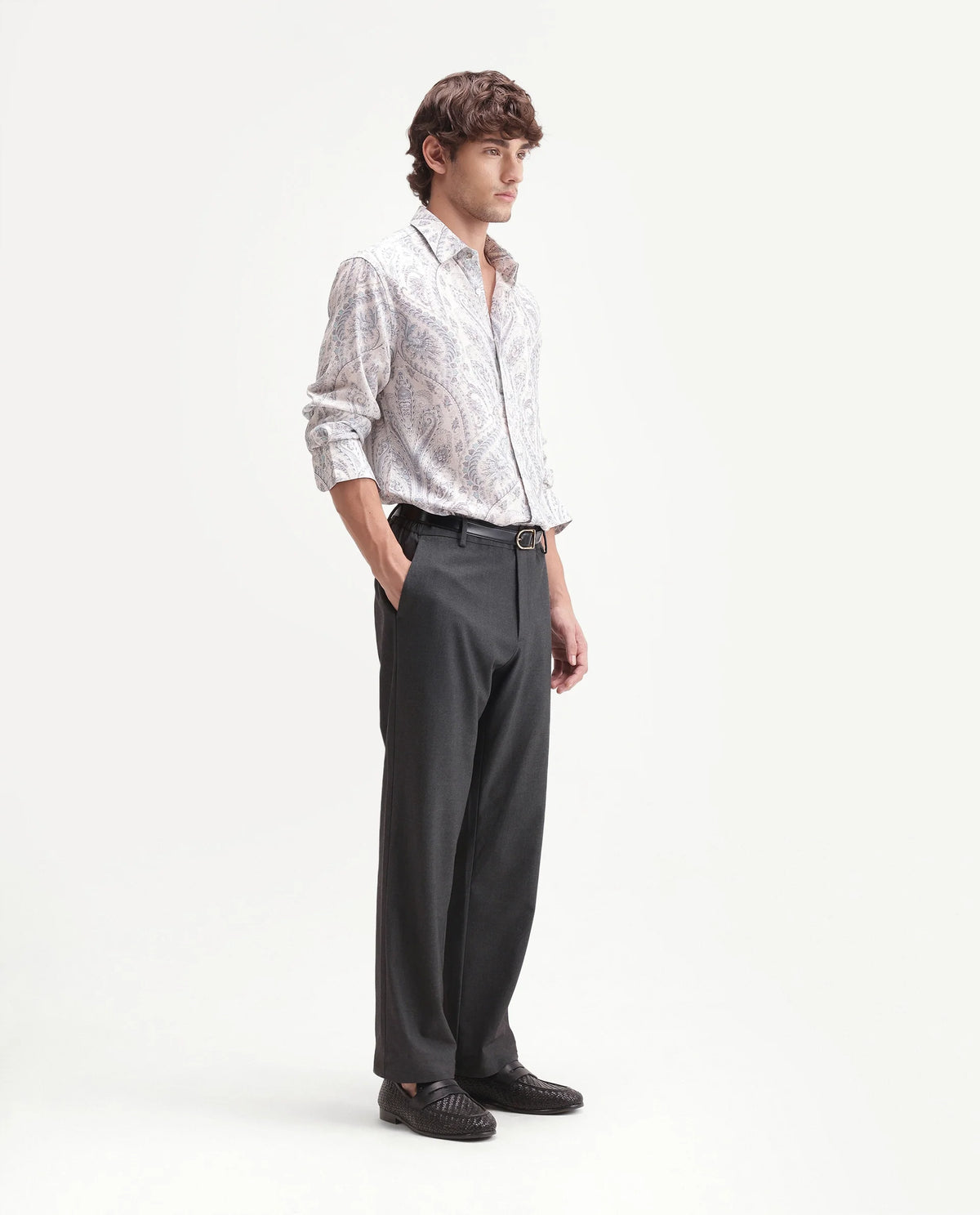 Rare Rabbit Men's Travel-Uw-Aw26 Grey Polyester Blend Button And Zip Regular Plain Trouser