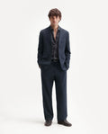 Rare Rabbit Men's Travel-Uw-Aw26 Navy Polyester Blend Button And Zip Regular Plain Trouser