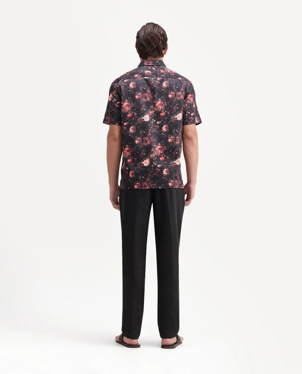 Rare Rabbit Men's Arcelo-A26 Black 100% Linen Regular Fit Plain Trouser