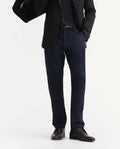 Rare Rabbit Men's Arcade-A26 Dark Navy Polyester Blend Regular Fit Plain Trouser