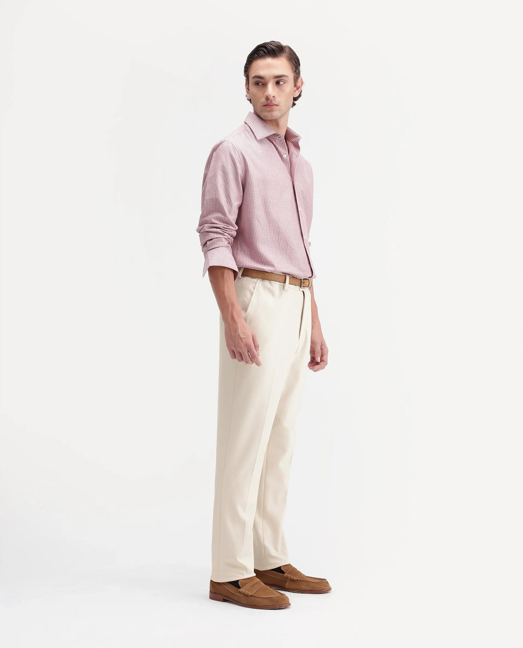 Rare Rabbit Men's Austin-A26 Off White Polyester Blend Regular Fit Plain Trouser