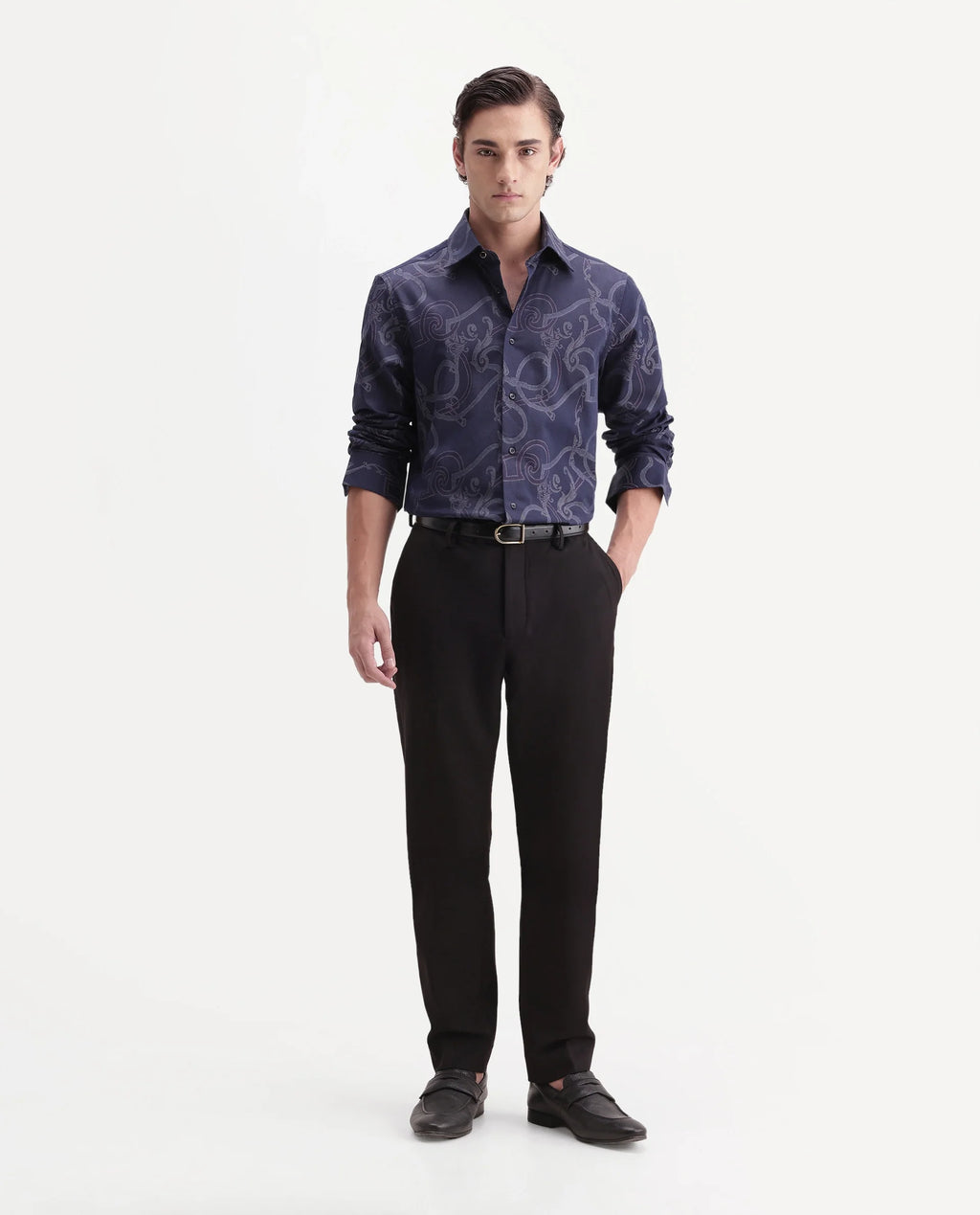 Rare Rabbit Men's Austin-A26 Dark Maroon Polyester Blend Regular Fit Plain Trouser
