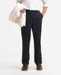Rare Rabbit Men's Austin-A26 Dark Olive Polyester Blend Regular Fit Plain Trouser