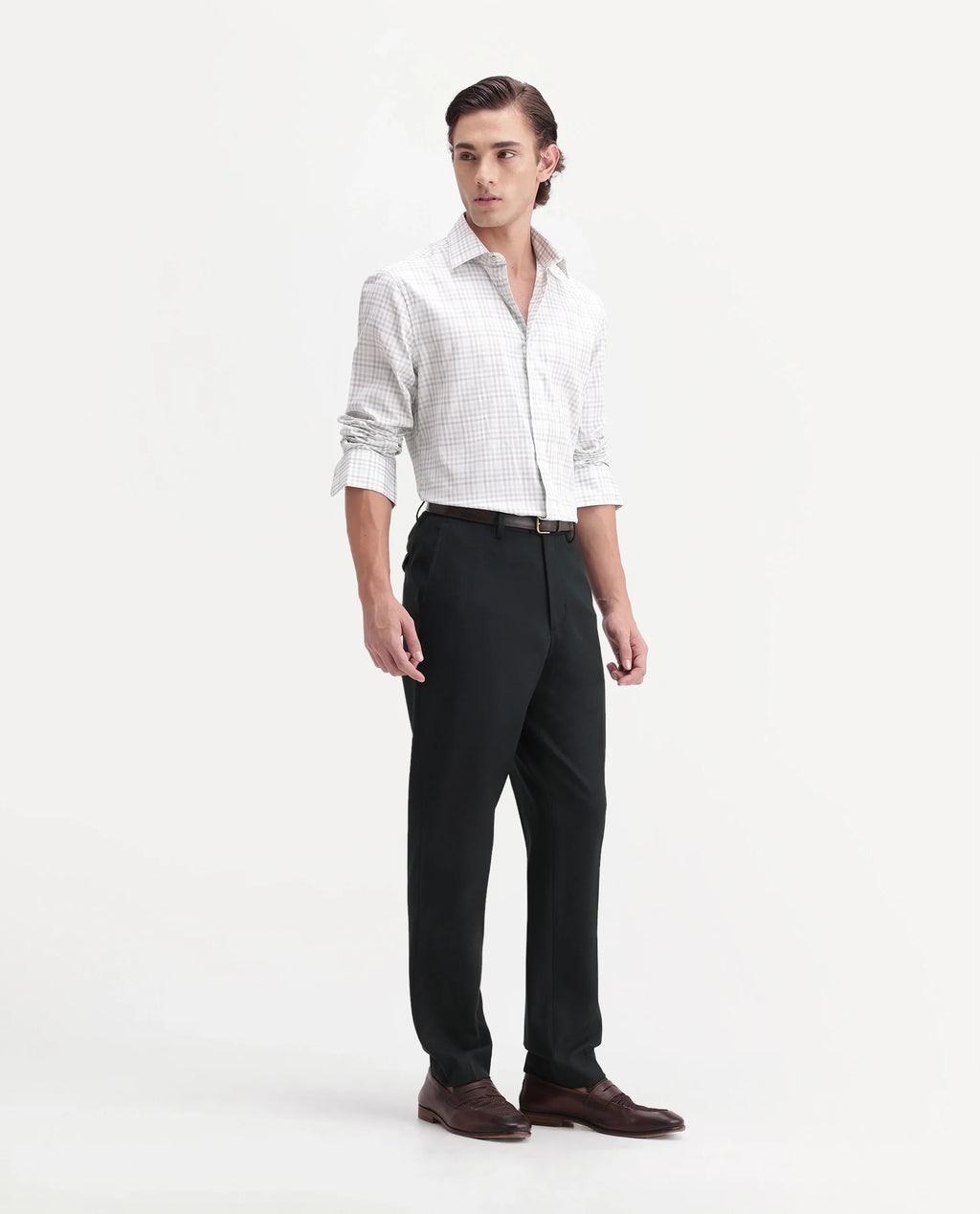 Rare Rabbit Men's Austin-A26 Dark Olive Polyester Blend Regular Fit Plain Trouser