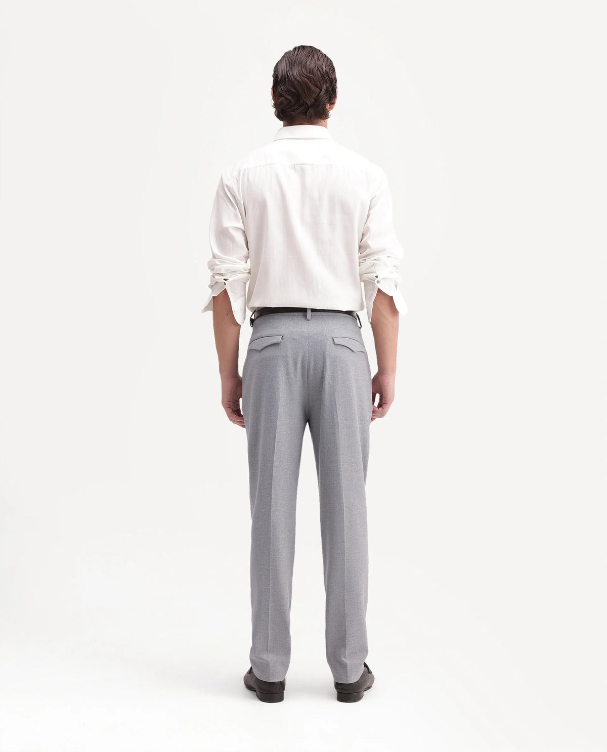 Rare Rabbit Men's Austin-A26 Light Grey Polyester Blend Regular Fit Plain Trouser