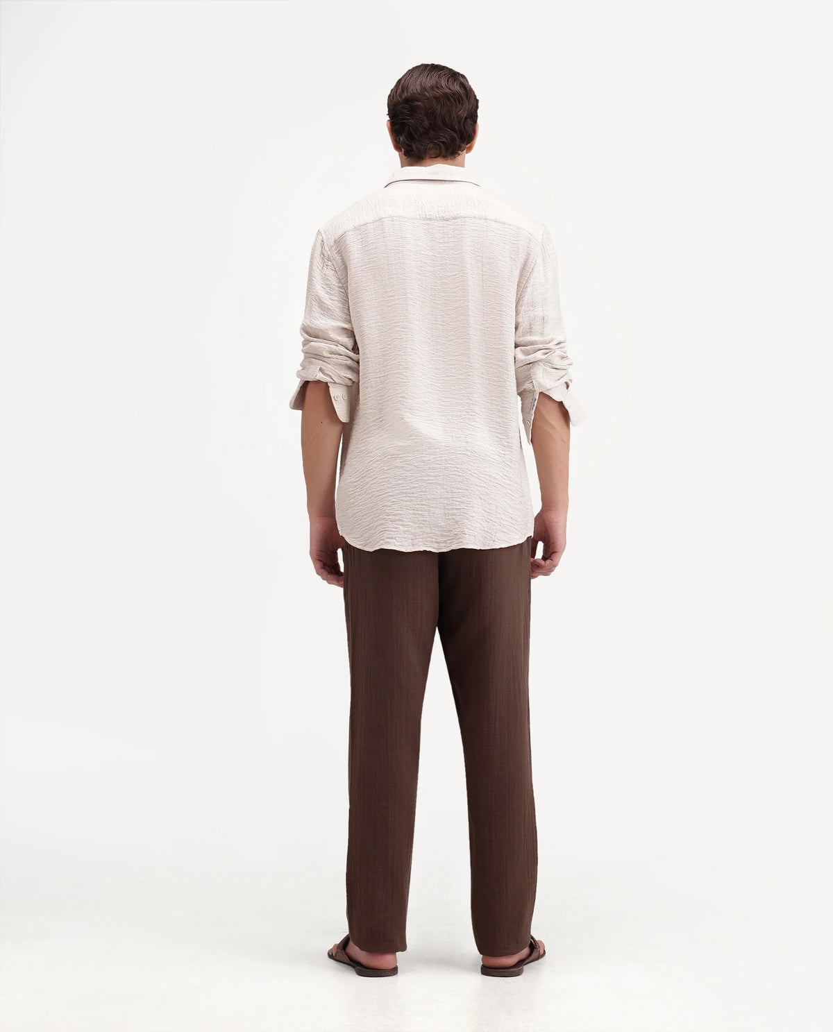 Rare Rabbit Men's Pastor-Aw26 Primary Brown Cotton Button And Zip Regular Plain Trouser