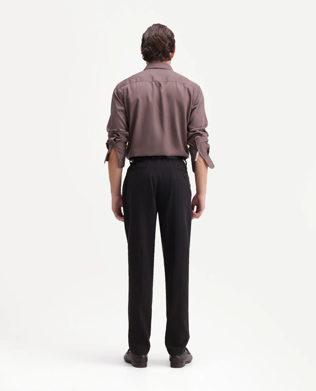 Rare Rabbit Men's Jlo-A26 Primary Black Linen Blend Button And Zip Regular Striped Trouser