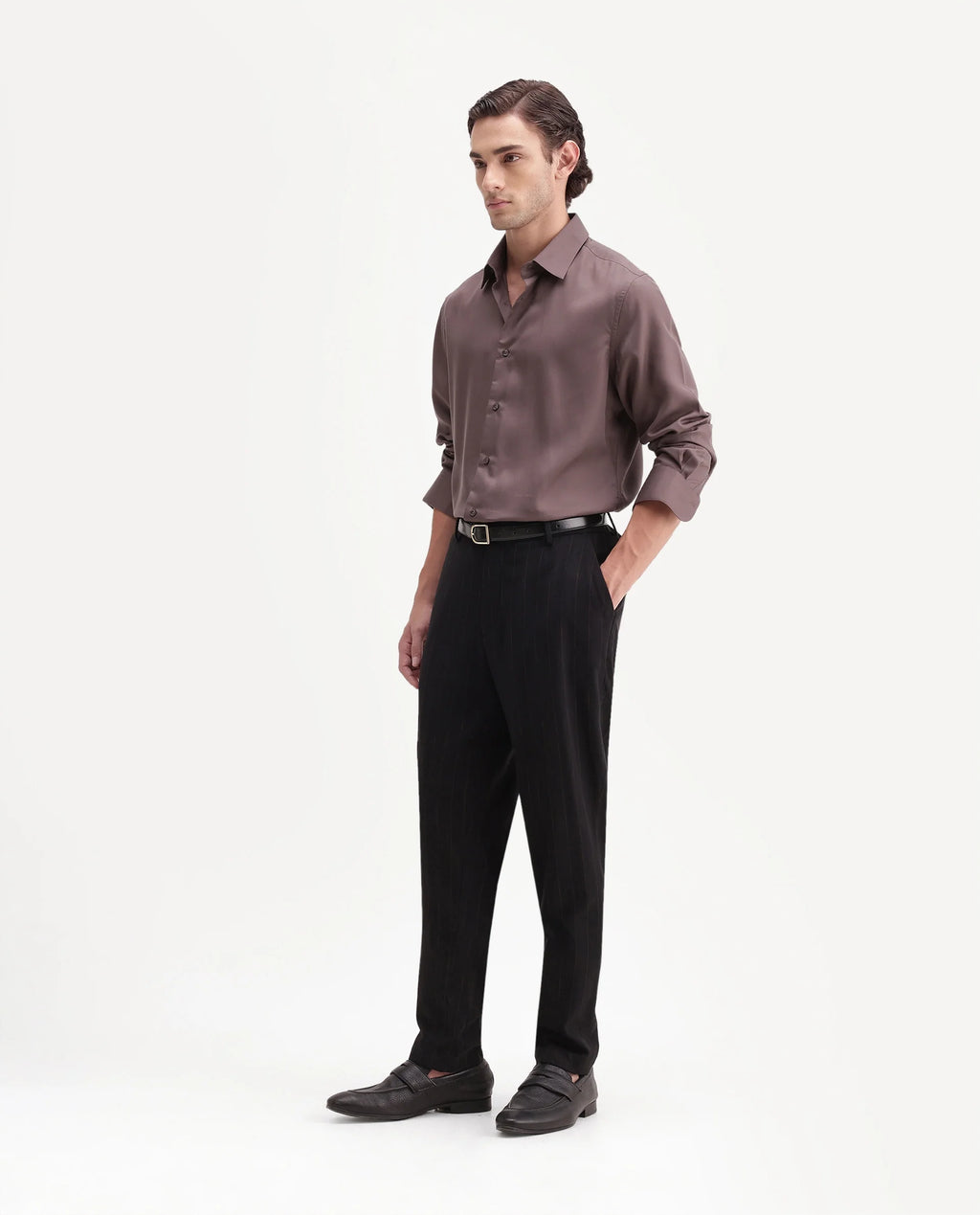 Rare Rabbit Men's Jlo-A26 Primary Black Linen Blend Button And Zip Regular Striped Trouser
