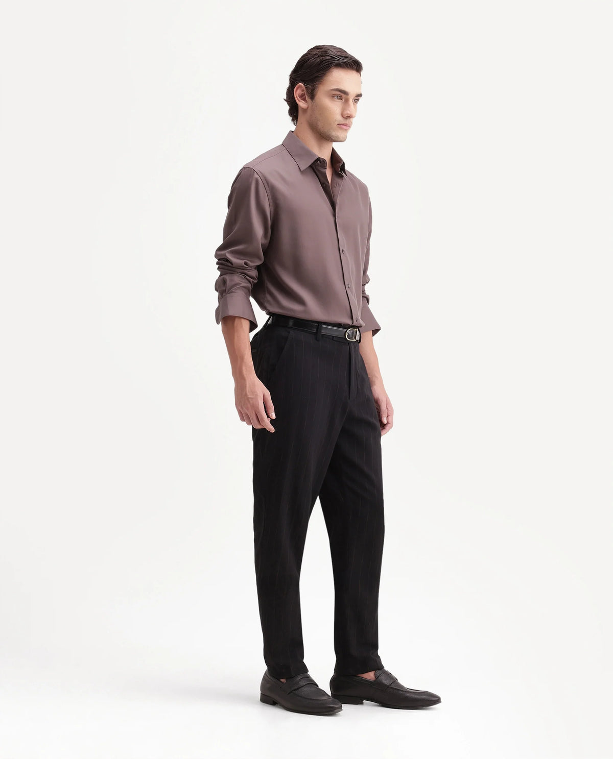 Rare Rabbit Men's Jlo-A26 Primary Black Linen Blend Button And Zip Regular Striped Trouser