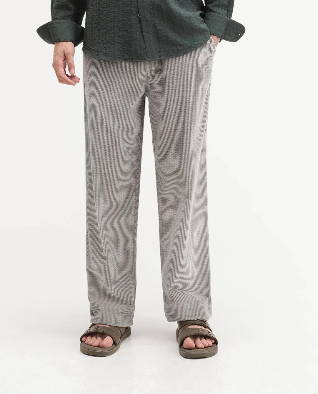Rare Rabbit Men's Cort Light Grey Cotton Drawstring Regular Plain Trouser