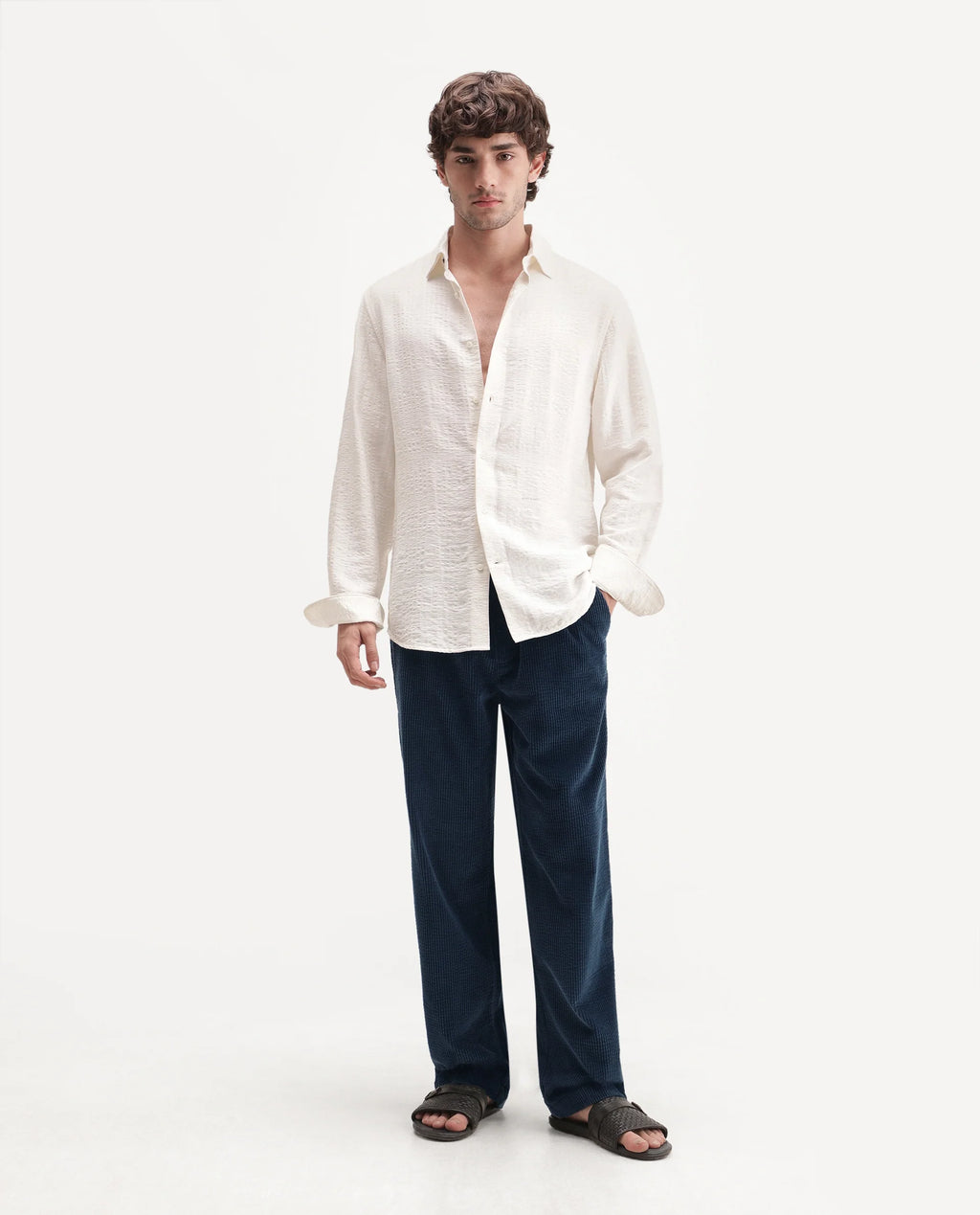 Rare Rabbit Men's Cort Dark Navy Cotton Drawstring Regular Fit Plain Trouser
