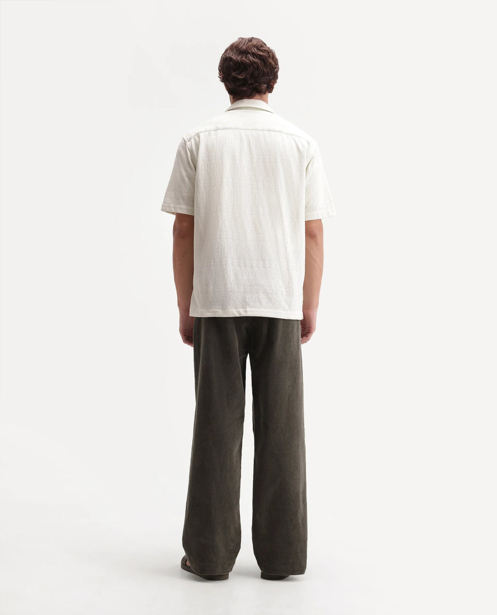 Rare Rabbit Men's Cordo Primary Olive Cotton Blend Button And Zip Regular Plain Trouser