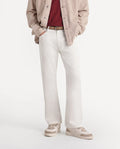 Rare Rabbit Men's Spoke-W White Cotton Blend Button And Zip Wide Leg Fit Plain Trouser