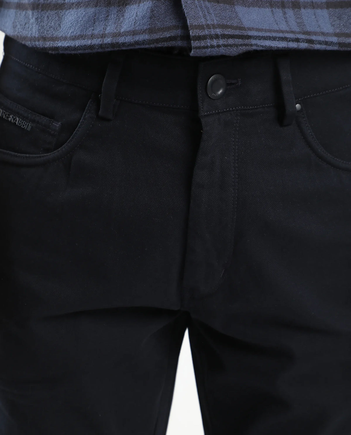 Rare Rabbit Men's Spoke-Aw25 Navy Cotton Blend Plain Regular Fit Trouser