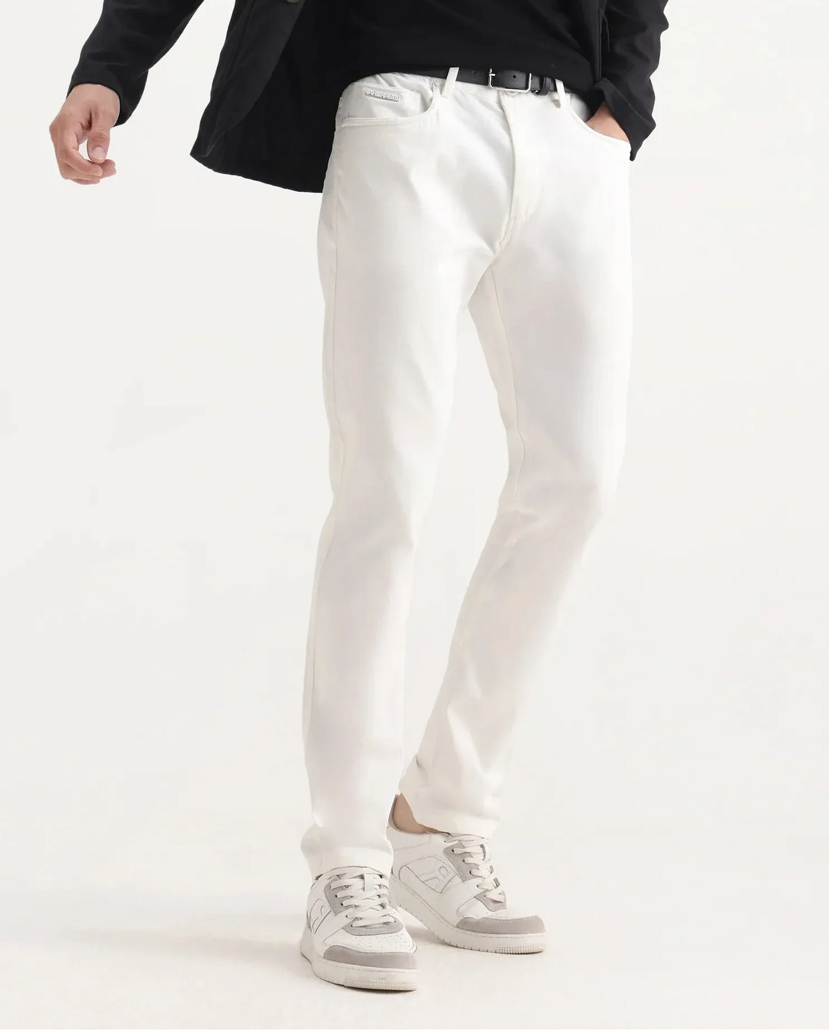 Rare Rabbit Men's Spoke-Aw25 White Cotton Blend Plain Regular Fit Trouser