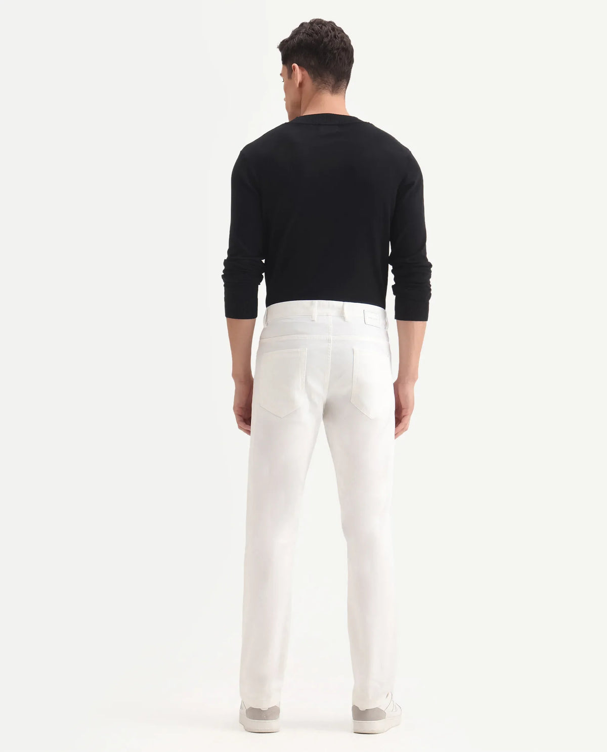 Rare Rabbit Men's Spoke-Aw25 White Cotton Blend Plain Regular Fit Trouser