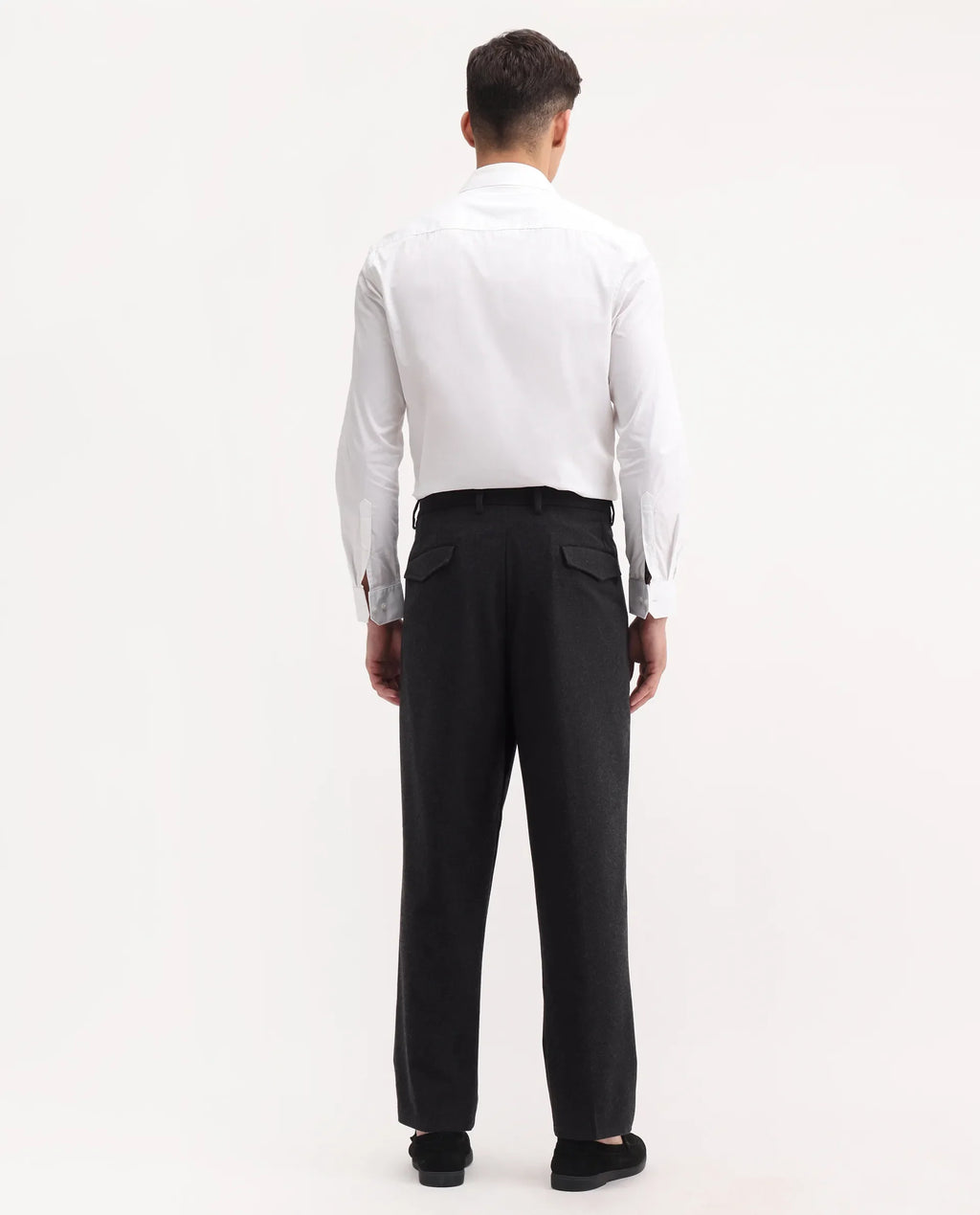 Rare Rabbit Men's Tori Black Polyester Blend Plain Relaxed Fit Trouser