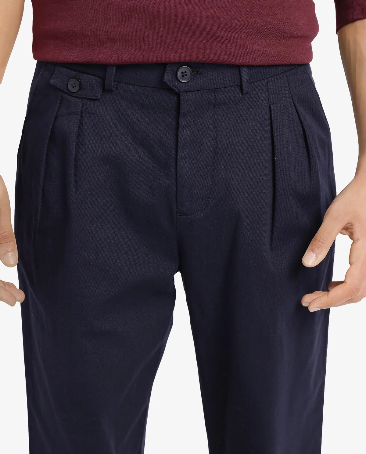 Rare Rabbit Men's Torro Dark Navy Cotton Blend Plain Regular Fit Trouser