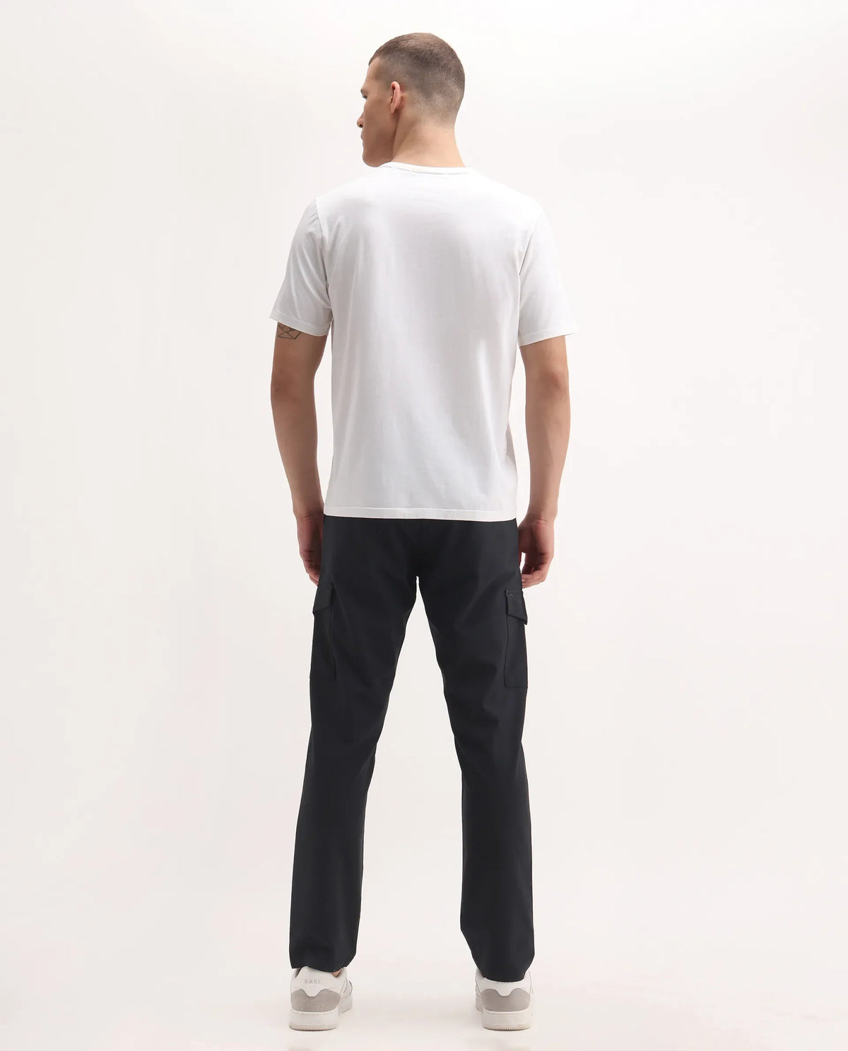 Rare Rabbit Men's Traco Black Polyester Blend Plain Regular Fit Trouser