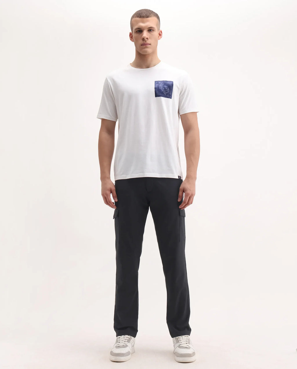 Rare Rabbit Men's Traco Black Polyester Blend Plain Regular Fit Trouser