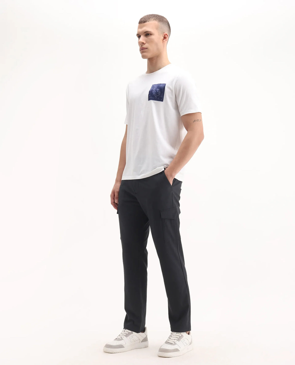Rare Rabbit Men's Traco Black Polyester Blend Plain Regular Fit Trouser