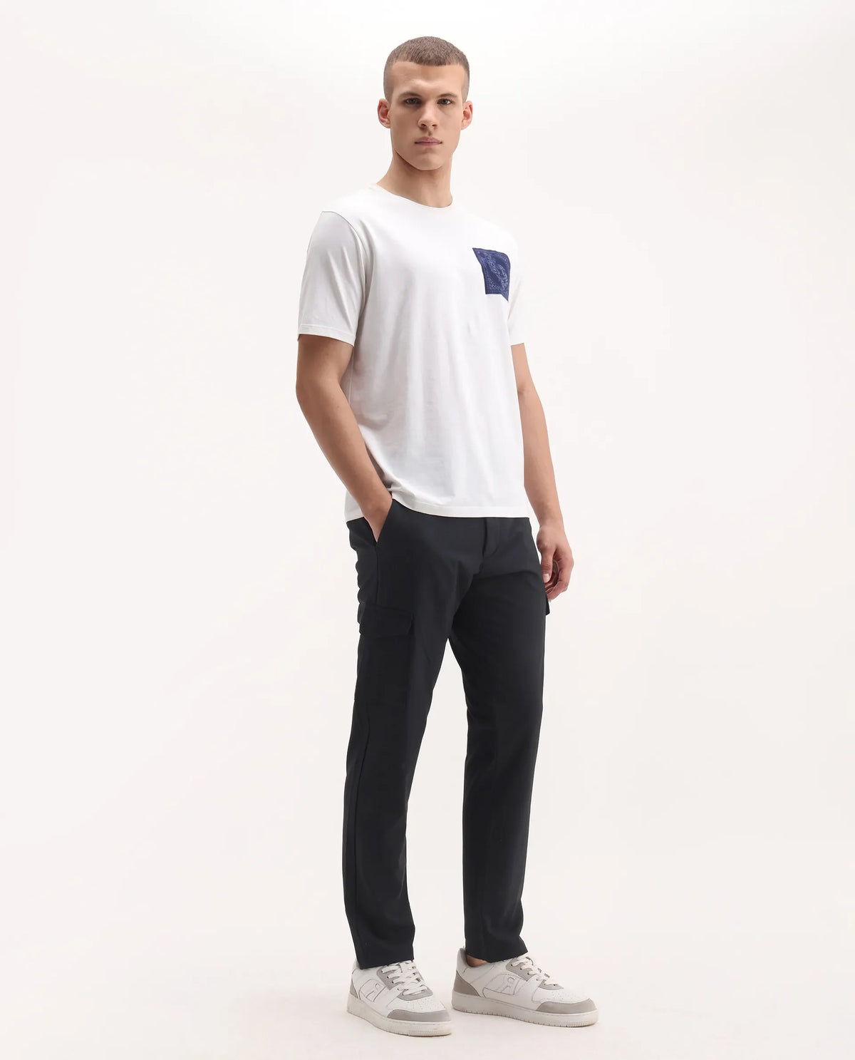 Rare Rabbit Men's Traco Black Polyester Blend Plain Regular Fit Trouser