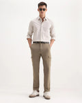 Rare Rabbit Men's Traco Dark Beige Polyester Blend Plain Regular Fit Trouser