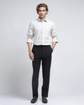 Rare Rabbit Men's Travel-26R Dark Brown Polyester Blend Plain Regular Fit Trouser