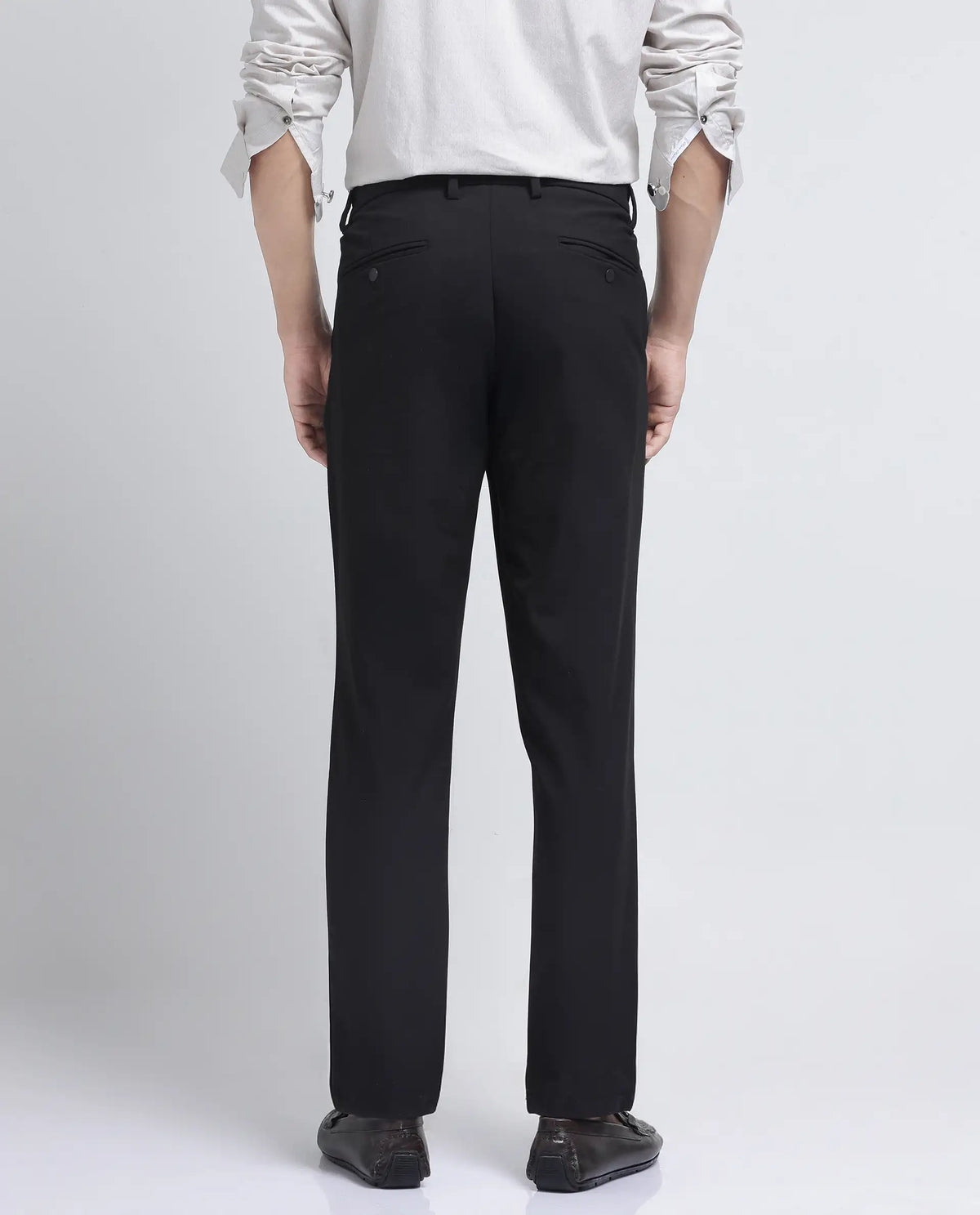 Rare Rabbit Men's Travel-26R Dark Brown Polyester Blend Plain Regular Fit Trouser