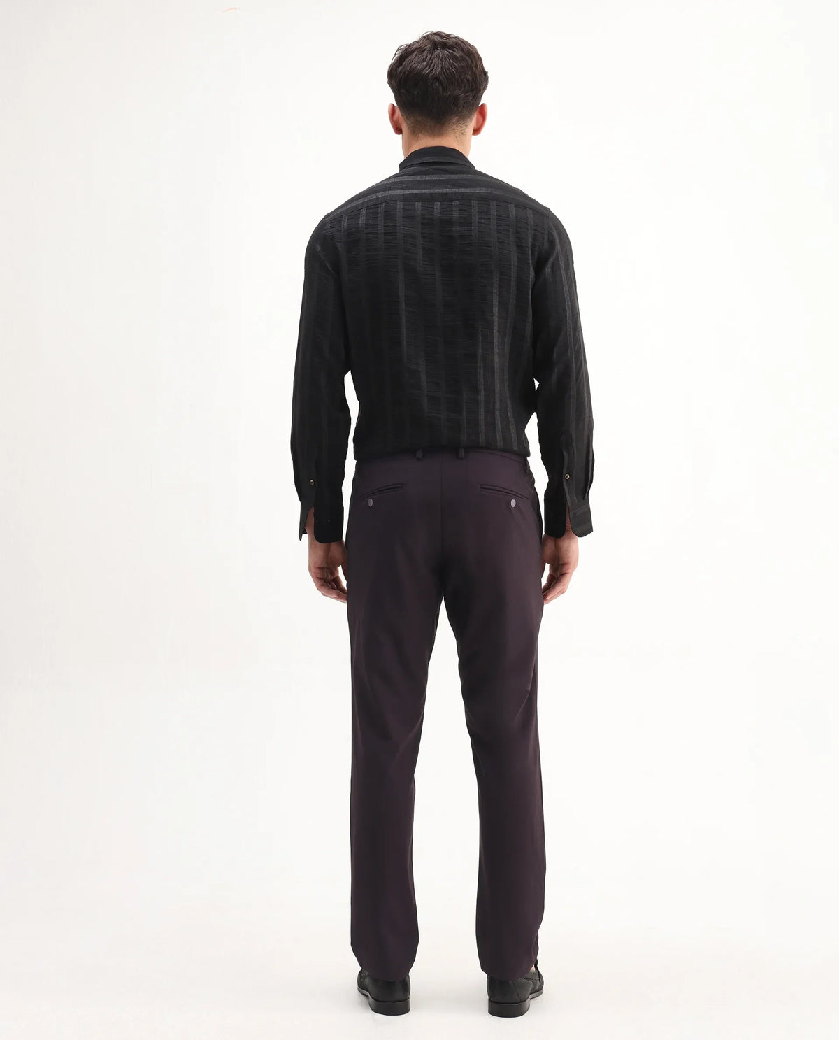 Rare Rabbit Men's Travel-Aw25 Dark Maroon Polyester Blend Plain Regular Fit Trouser