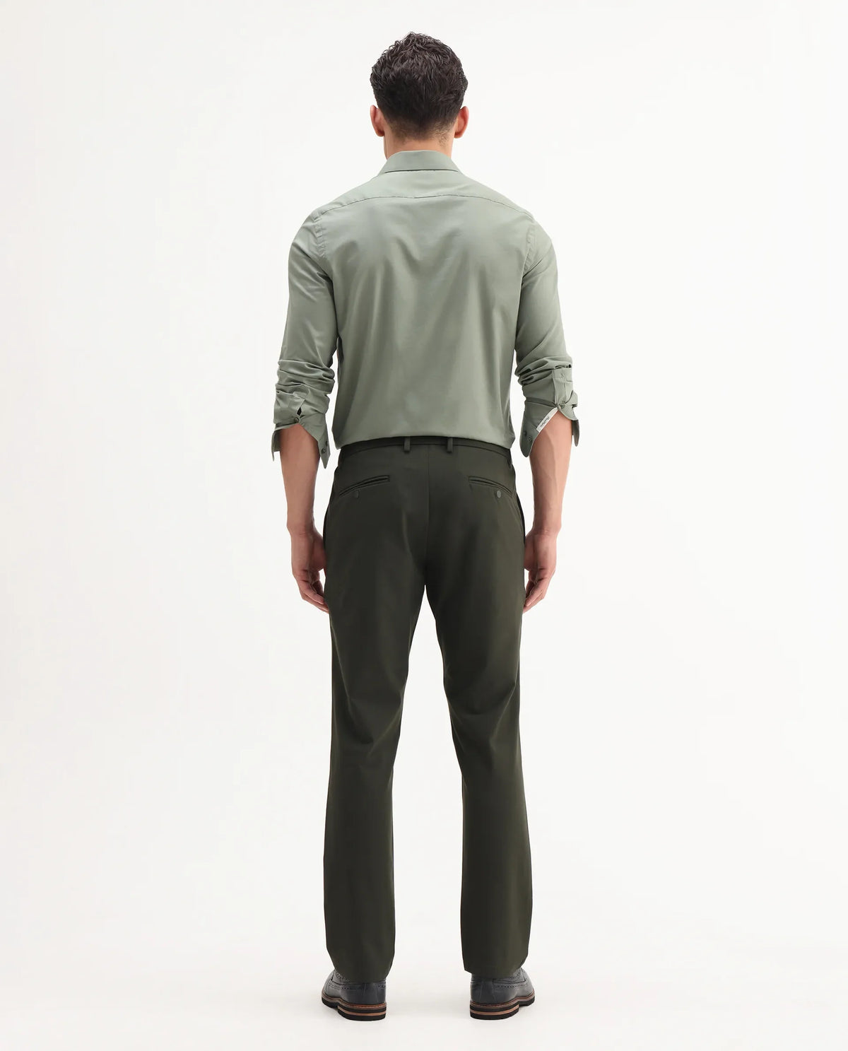 Rare Rabbit Men Travel-Aw25 Green Polyester Fabric Button And Zip Closure Closure Plain Trouser