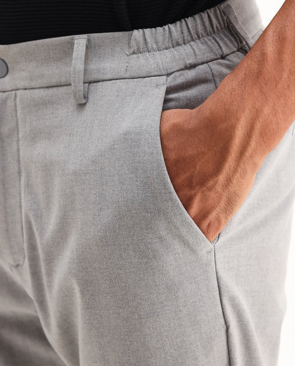 Rare Rabbit Men's Travel-Aw25 Light Grey Polyester Blend Plain Regular Fit Trouser