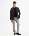Rare Rabbit Men's Travel-Aw25 Light Grey Polyester Blend Plain Regular Fit Trouser
