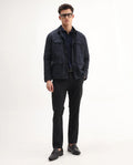 Rare Rabbit Men's Travel-Aw25 Black Polyester Fabric Button And Zip Closure Closure Plain Trouser