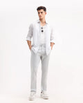 Rare Rabbit Men's Trello Light Grey Cotton Blend Plain Regular Fit Trouser