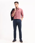 Rare Rabbit Men's Trello Navy Cotton Blend Plain Regular Fit Trouser