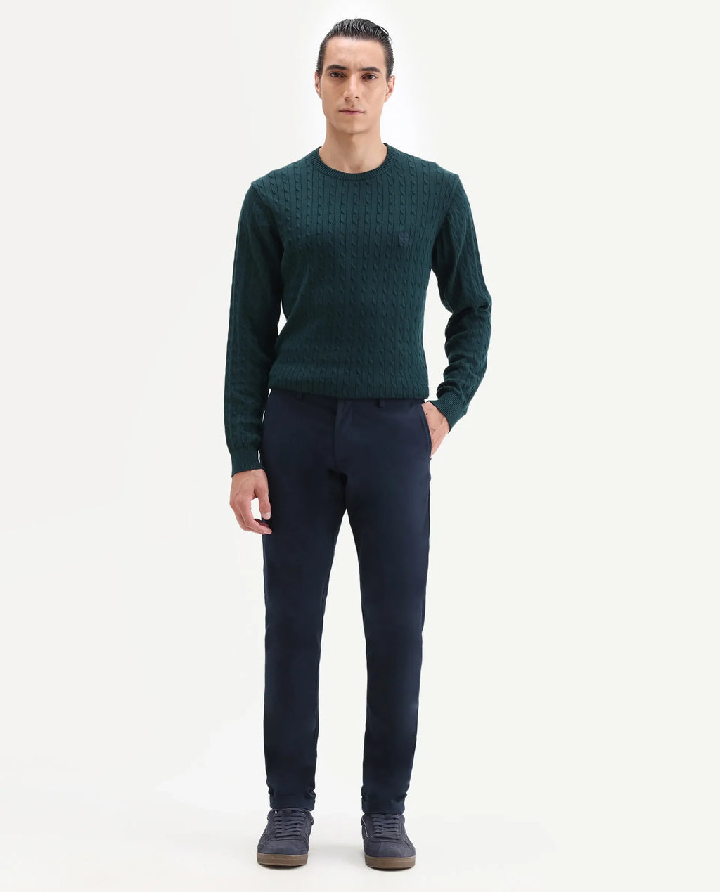 Rare Rabbit Men's Trews-22 Blue Cotton Plain Regular Fit Trouser