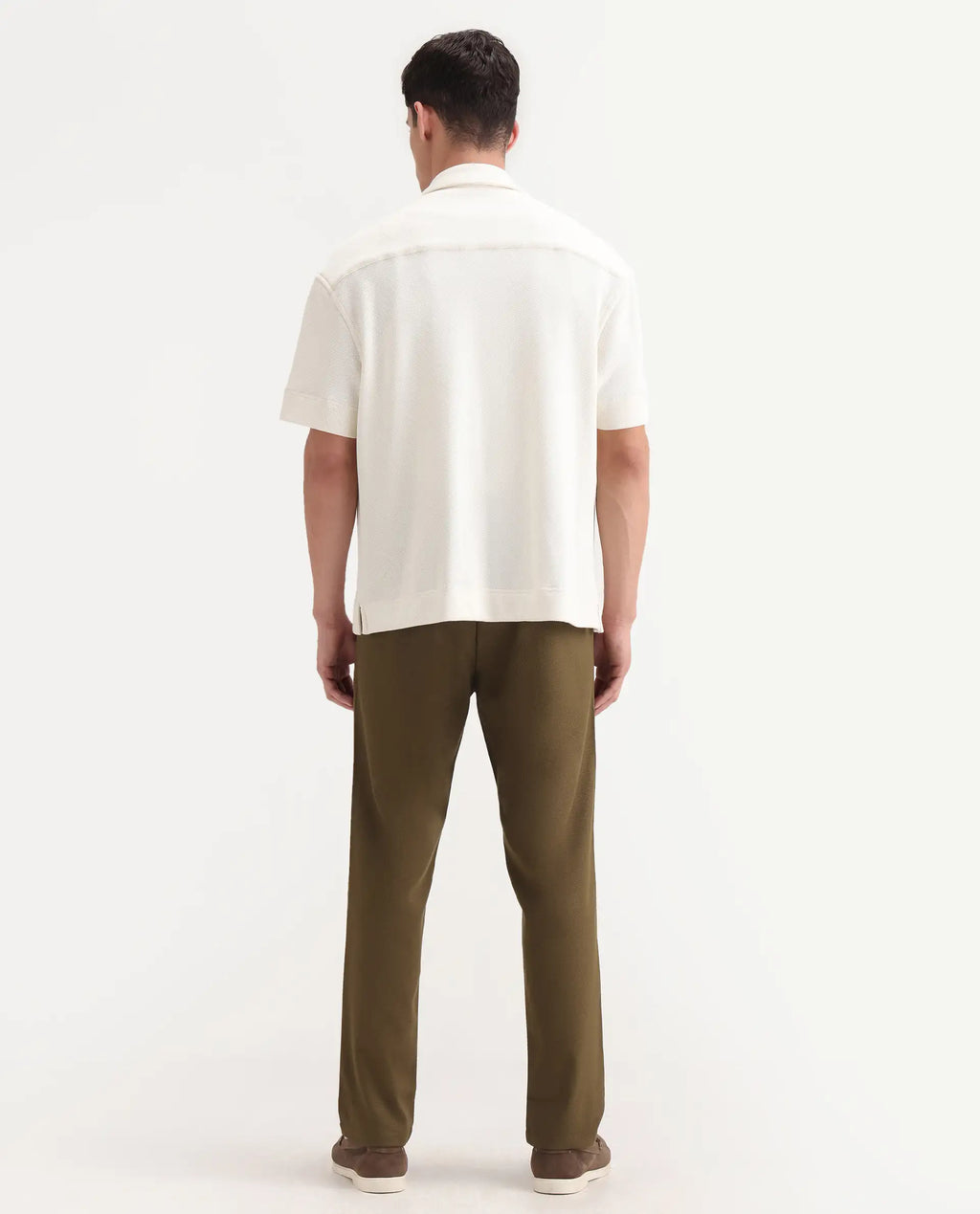 Rare Rabbit Men's Tula Light Olive Polyester Blend Plain Relaxed Fit Trouser