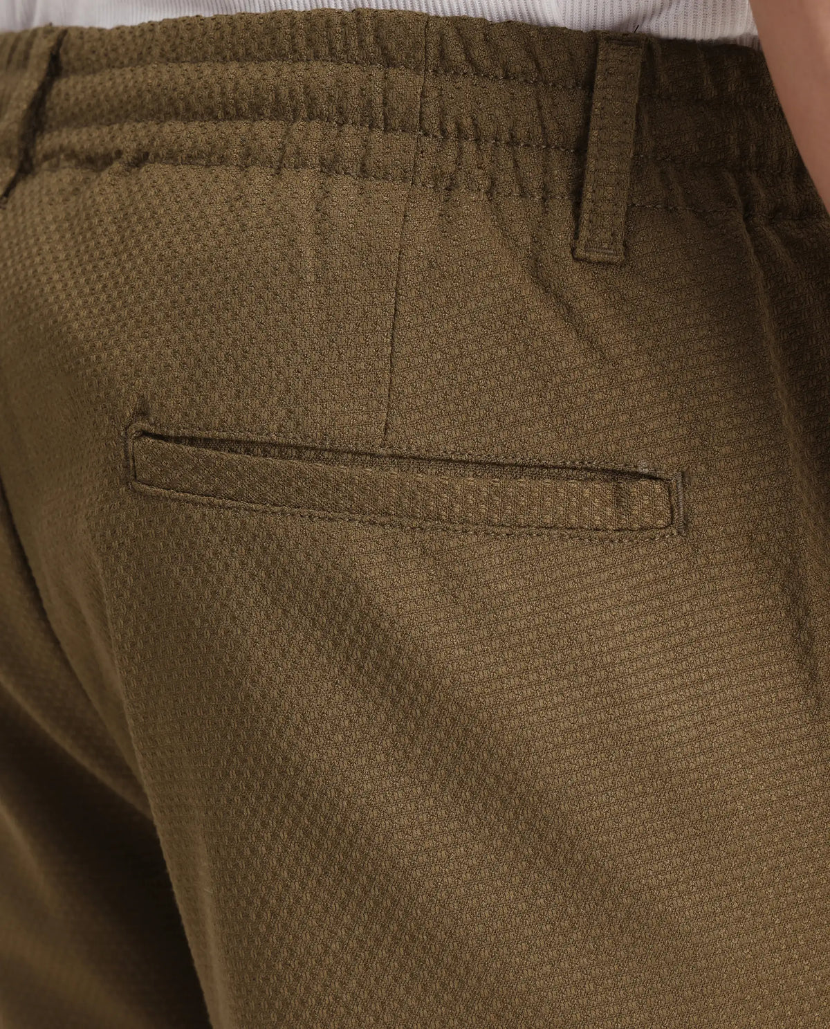Rare Rabbit Men's Tula Light Olive Polyester Blend Plain Relaxed Fit Trouser
