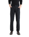 Rare Rabbit Men's Tula Navy Polyester Blend Plain Relaxed Fit Trouser