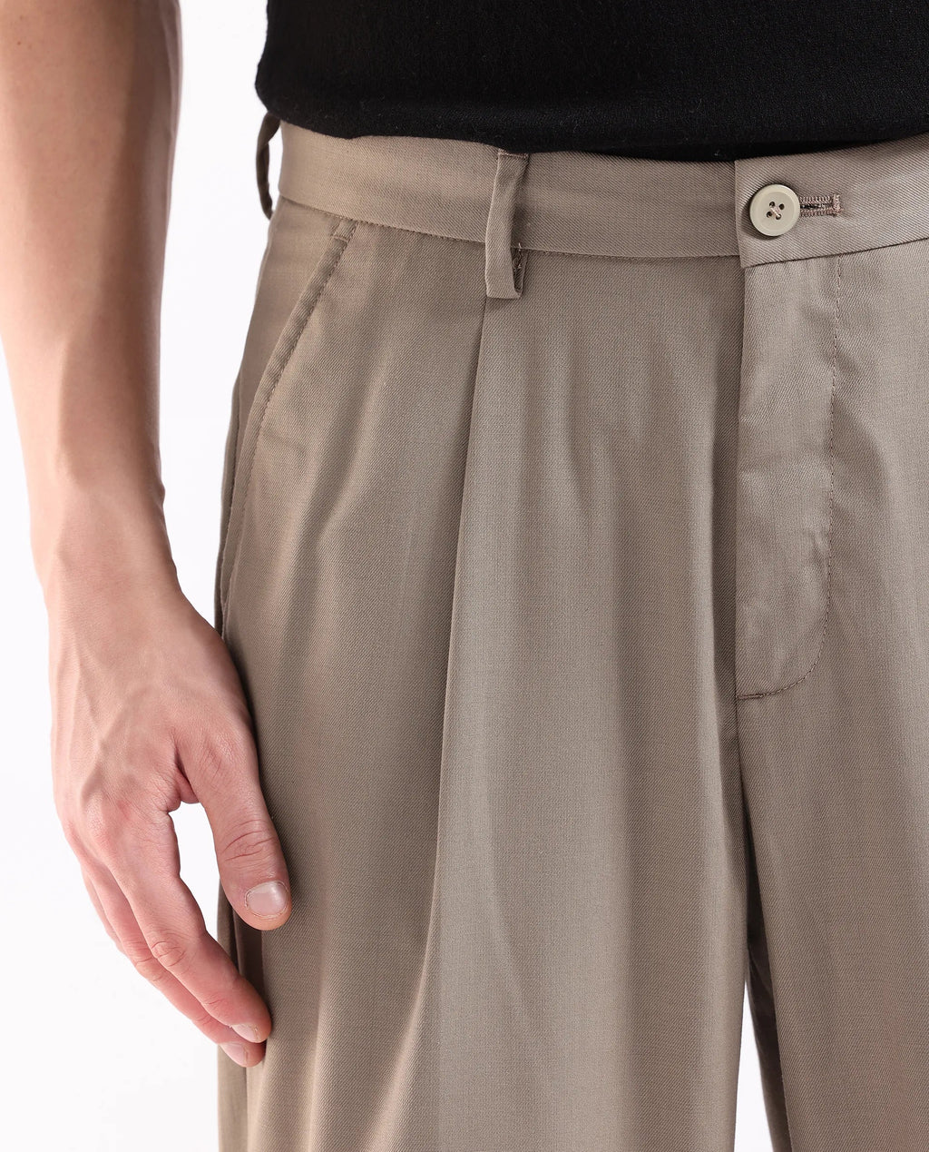 Rare Rabbit Men's Windsor Dark Beige Cotton Plain Relaxed Fit Trouser