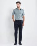 Rare Rabbit Men's Yocko Navy Cotton Blend Plain Baggy Fit Trouser