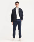 Rare Rabbit Men's Zade Navy Linen Blend Plain Regular Fit Trouser