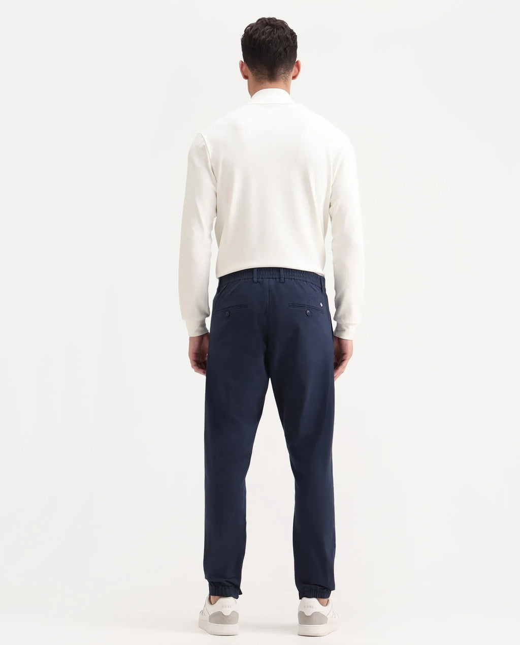 Rare Rabbit Men's Zade Navy Linen Blend Plain Regular Fit Trouser