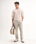 Rare Rabbit Men's Zade-N Light Beige Cotton Blend Plain Regular Fit Trouser
